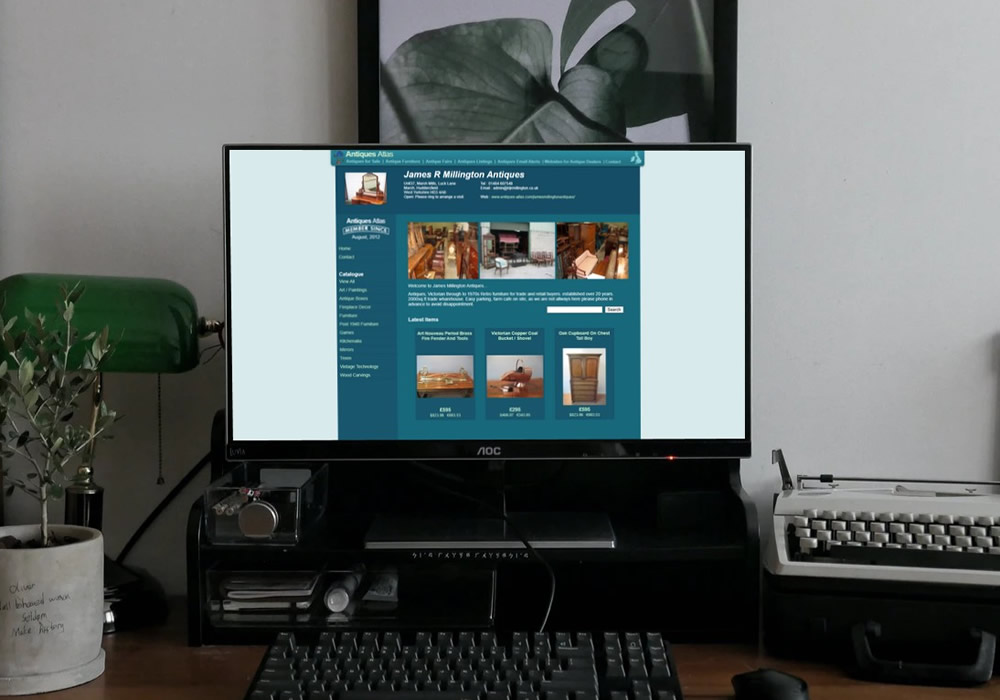 Computer screen showing antiquesatlas.co.uk website